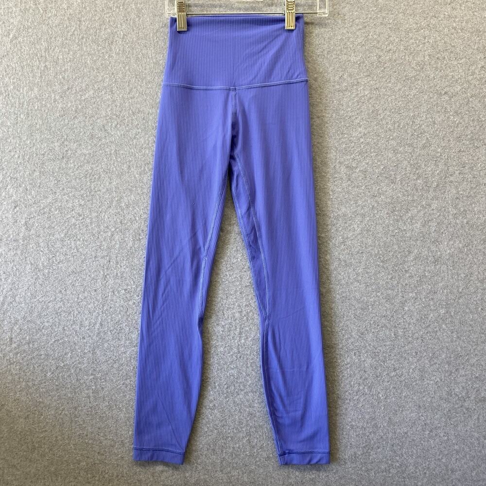 Lululemon Align Ribbed High Rise Crop Leggings Purple Blue Women’s Size 0
